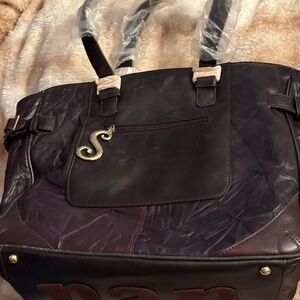 Vintage NAN  Crinkled Stylish Black and Brown women’s tote Bag